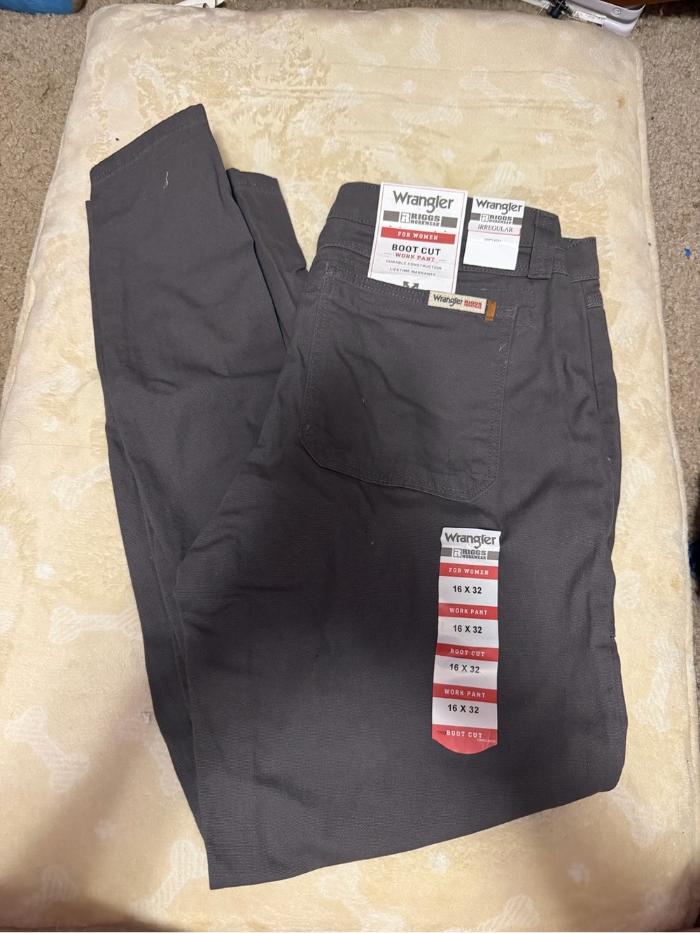 Wrangler RIGGS Workwear Women's Boot Cut Work Pants Gray 16x32 NWT